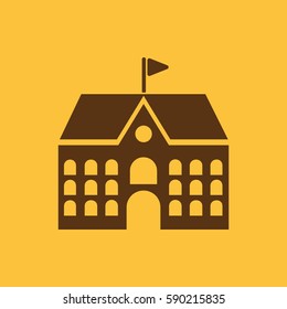 School icon. Campus and university, building symbol. Flat design. Stock - Vector illustration