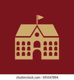 School icon. Campus and university, building symbol. Flat design. Stock - Vector illustration