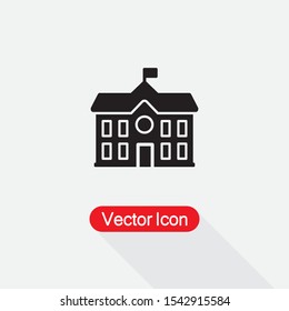 School Icon, Campus And University Icon Vector Illustration Isolated On Light Gray Background Eps10