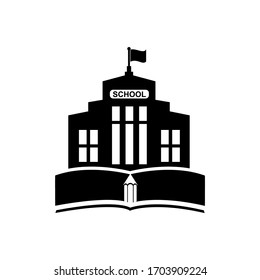 School icon. Campuses and universities, building symbols. Flat design. Vector - illustration
