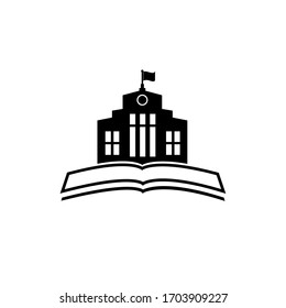 School icon. Campuses and universities, building symbols. Flat design. Vector - illustration