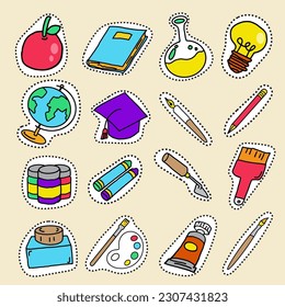 School icon cartoon style Bundle set vector image