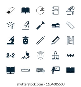 School icon. collection of 25 school filled and outline icons such as book, teacher, microscope, pen, pencil, bus, ruler. editable school icons for web and mobile.