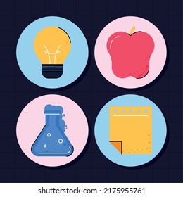 school icon collection on black background