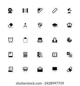 School Icon Collection. Pixel Perfect Education Duotone Style 2D Icon