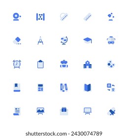 School Icon Collection. Pixel Perfect Education Monochrome Style 2D Icon