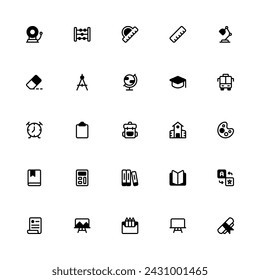 School Icon Collection. Pixel Perfect Education Semibold Style 2D Icon