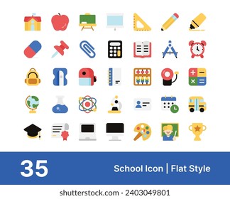 Sammlung von Schulsymbolen, die für Apps und Web-Icons, Poster oder Präsentationen geeignet ist