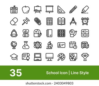School icon collection that suitable for apps and web icon, poster, or presentation