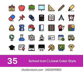 School icon collection that suitable for apps and web icon, poster, or presentation