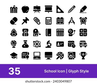 School icon collection that suitable for apps and web icon, poster, or presentation