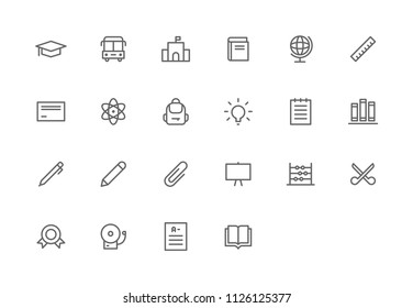School Icon Design Vector Symbol Graduation Bus Building Book Globe Pen Certificate Science Backpack Math Exam Test Knowledge