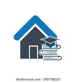 School Icon. Education, kindergarten, library, education zone, school location icon. 