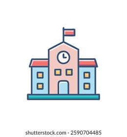 School Icon Flat Design Illustration