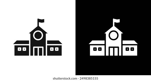 School icon flat line symbol set.