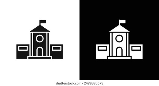 School icon flat line symbol set.