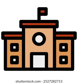 school icon with flat outline style