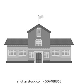 School icon. Gray monochrome illustration of school vector icon for web