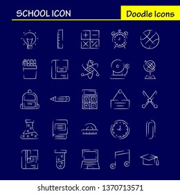 School Icon Hand Drawn Icon Pack For Designers And Developers. Icons Of Education, Globe, School, Backpack, Bag, Learn, Learning, School, Vector