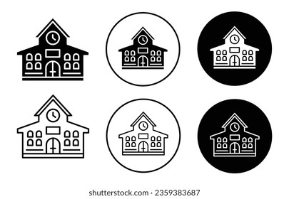 School icon. Higher education graduation collage building campus symbol. Academy institution architecture vector. Christian house property sign. 