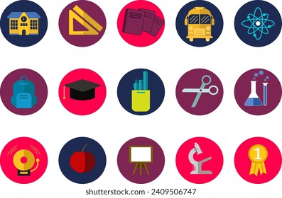 School Icon Illustration Collection Set