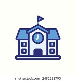 icono de la escuela, tema aislado del icono azul