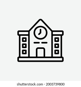  school icon, isolated learning outline icon in light grey background, perfect for website, blog,  logo, graphic design, social media, UI, mobile app, EPS 10 vector illustration