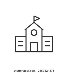 Icono de la escuela aislado en el fondo blanco. Símbolo de Educación moderno, simple, Vector, ícono para diseño de Sitio web, App móvil, UI. Ilustración vectorial