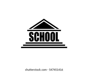 School icon  isolated on white background. Building. Logo. Vector symbol.