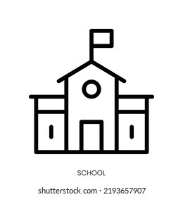 school icon. Line Art Style Design Isolated On White Background