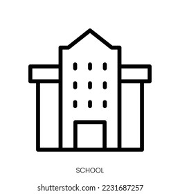 school icon. Line Art Style Design Isolated On White Background