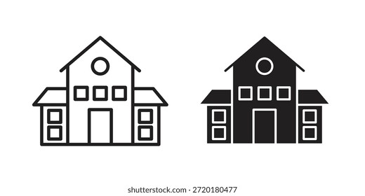 Icono de la escuela en diseño de línea. Sencillo Vector de iconos