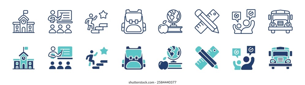 school icon line set education learning academy online course student study class signs collection vector illustration