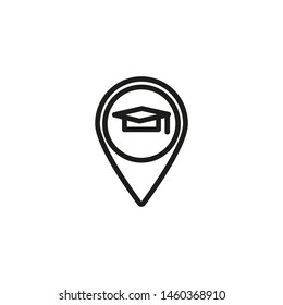 School icon line icon. Sign, school, map. School concept. Vector illustration can be used for topics like education, studies, teaching