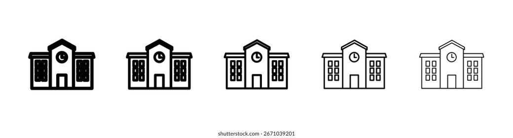 Logotipo del icono de la escuela en colección de líneas de trazo