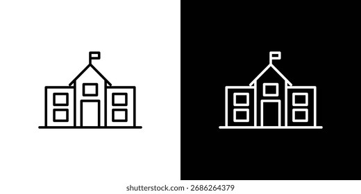 Icono de la escuela Logotipo Diseños de Vector. Icono establecido en un trazos en blanco y negro