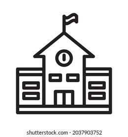 school icon or logo vector illustration of isolated sign symbol, vector illustration with high quality black outline.