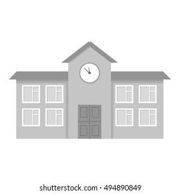 School icon monochrome. Single building icon from the big city infrastructure monochrome.