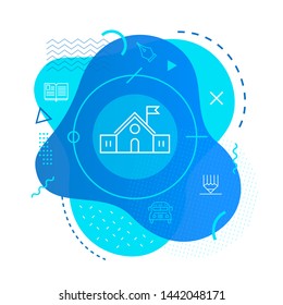 School icon on Modern Background - Editable stroke