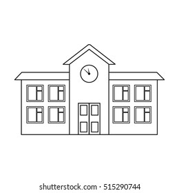 Icono de escuela en estilo de esquema aislado en fondo blanco. Ilustración vectorial del símbolo de construcción.