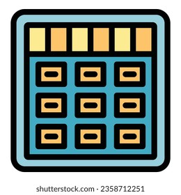 School icon outline vector. Class study. Kid safety color flat
