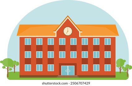 School, school icon, realistic school building. Vector, designer illustration. Vector.