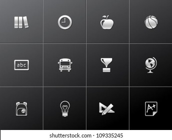 School icon series in metallic style