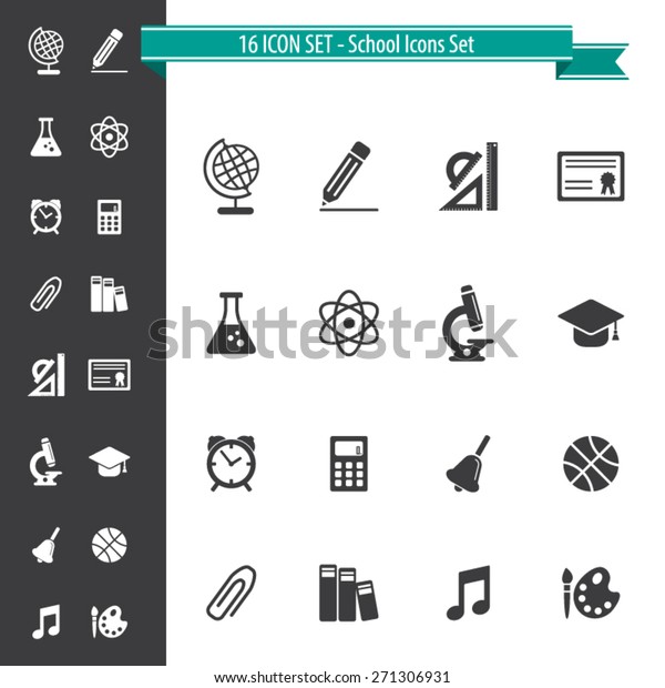 School Icon Set - 16 Icon\
Set