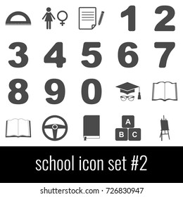 School. Icon set 2. Gray icons on white background.