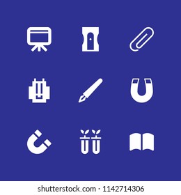 school icon set. backpack, open book and magnet vector icon for graphic design and web
