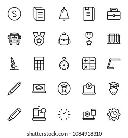 School icon set. Collection of high quality black outline logo for web site design and mobile apps. Vector illustration on a white background.