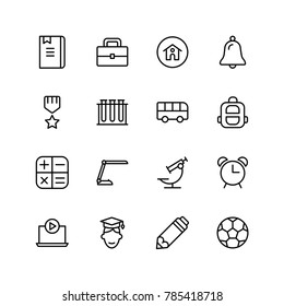 School icon set. Collection of high quality black outline logo for web site design and mobile apps. Vector illustration on a white background.