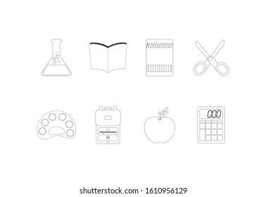 School icon set design, Eduaction class lesson knowledge preschooler study learning classroom and primary theme Vector illustration