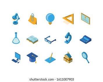 School icon set design, Eduaction class lesson knowledge preschooler study learning classroom and primary theme Vector illustration